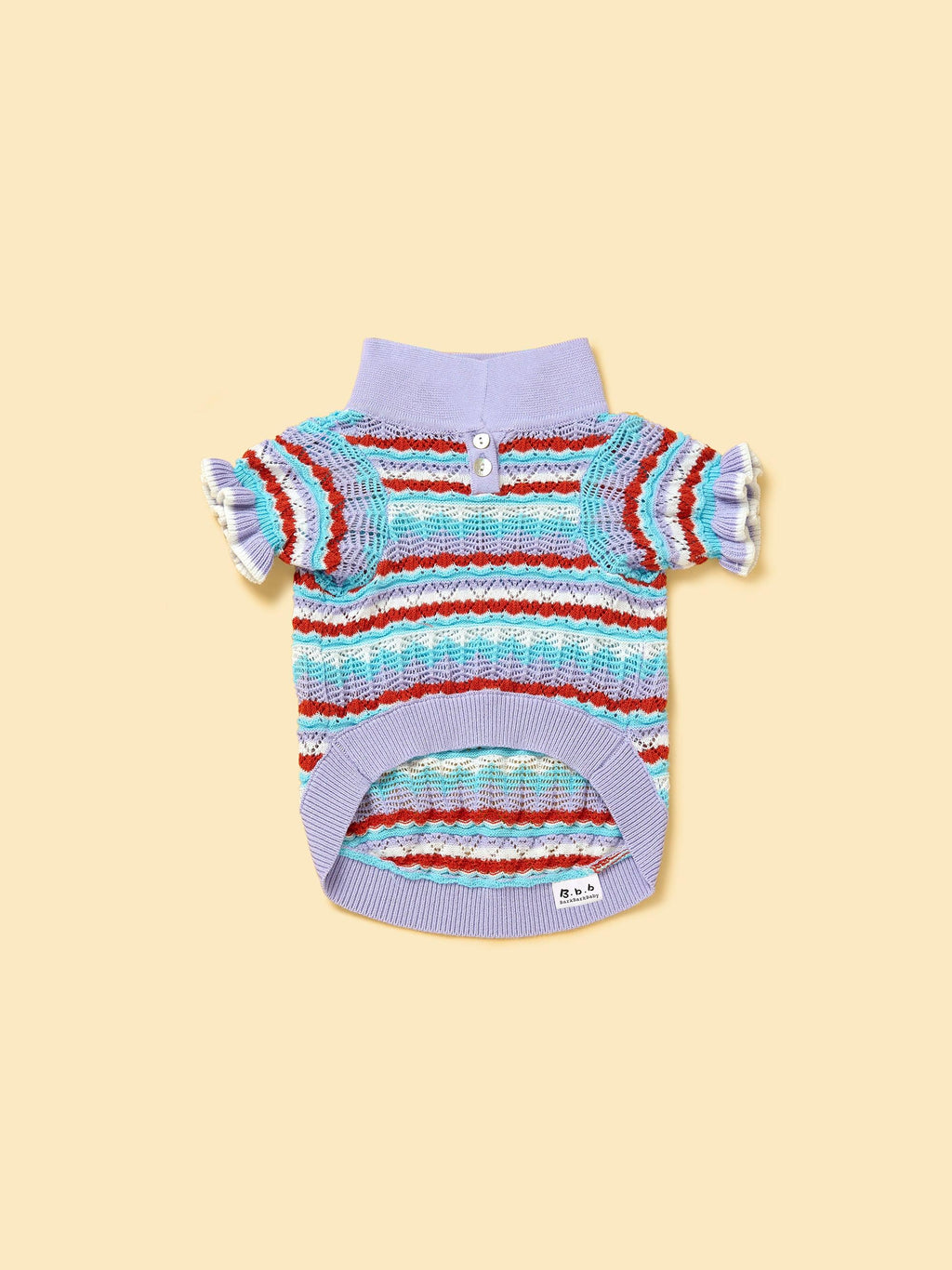 Pet & Me Spring Summer Lavender Ruffle Crochet Short Sleeve Polo Shirt