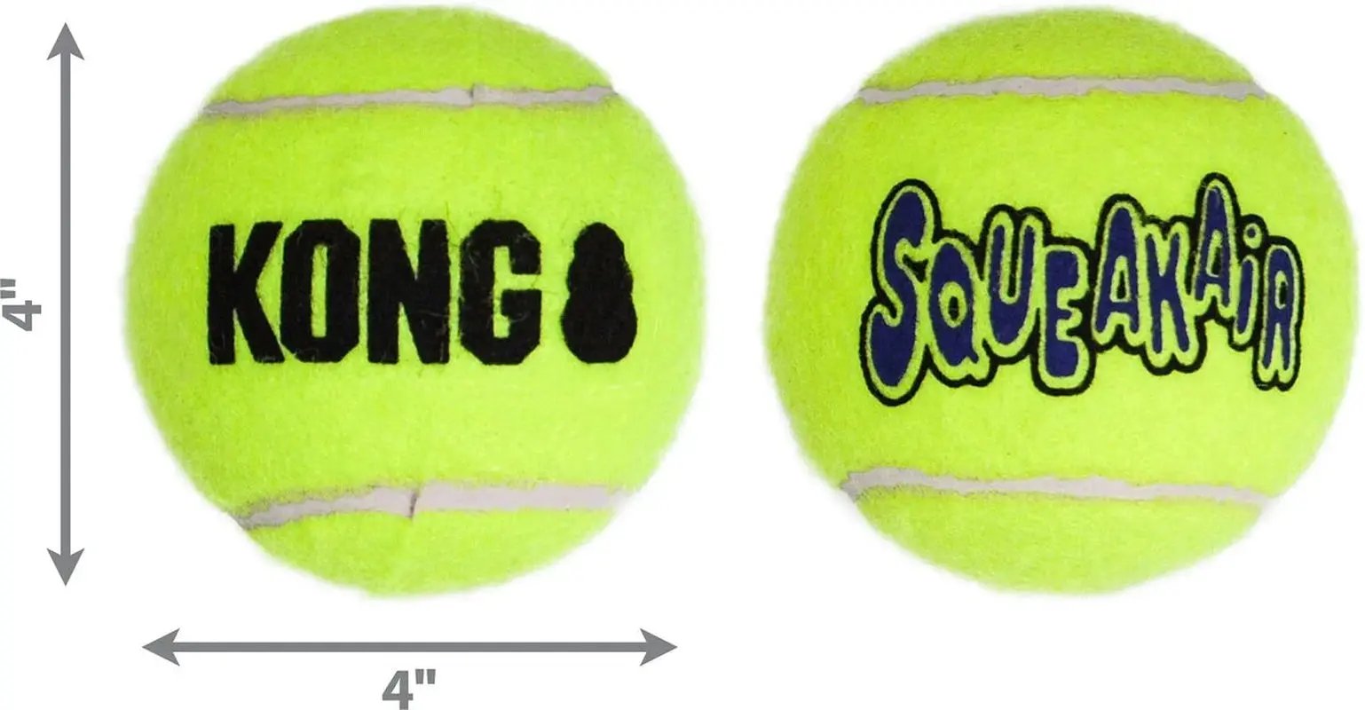 KONG Squeakair Tennis Balls (2) XL Squeaky Dog Fetch Toy 4"
