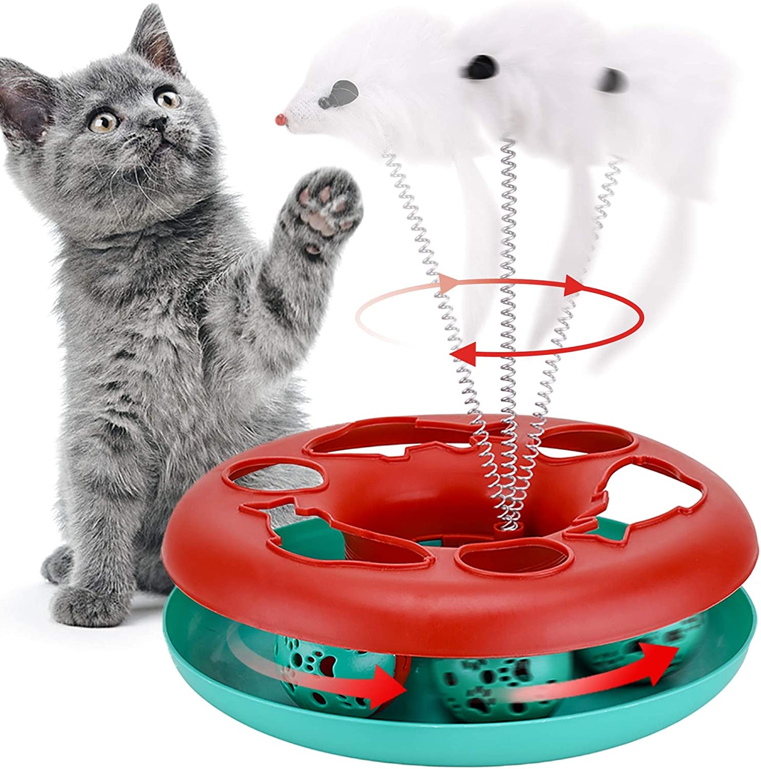 Exciting Interactive Cat Toy Set - Tower of Tracks with Mouse Teaser and Rolling Balls for Endless Fun!