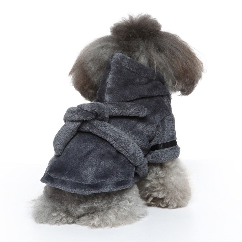 Luxury Soft Pet Dog Puppy Hooded Bathrobe