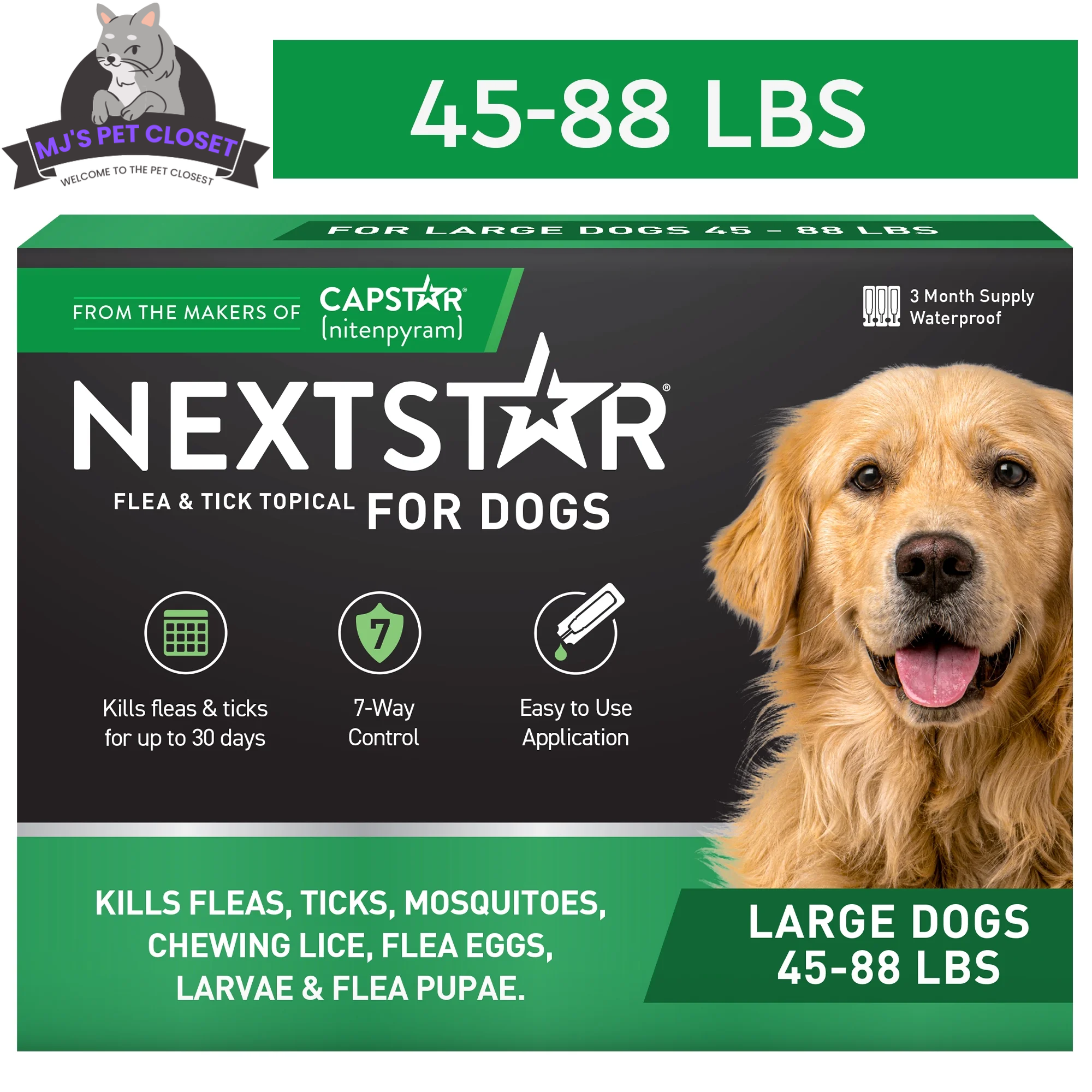 Protect Your Dog from Fleas & Ticks with NEXTSTAR: Fast-Acting 3-Month Supply for Dogs 45-88 Lbs